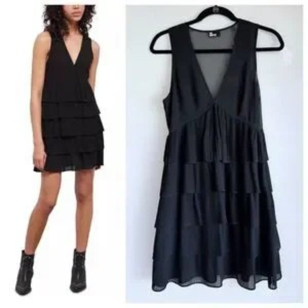 NWT The Kooples black sheer tiered dress